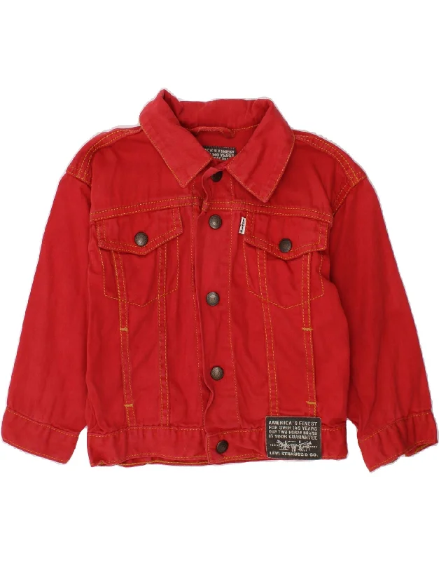 Men's Coats with Adjustable HemsLEVI'S Boys Denim Jacket 2-3 Years Red Cotton