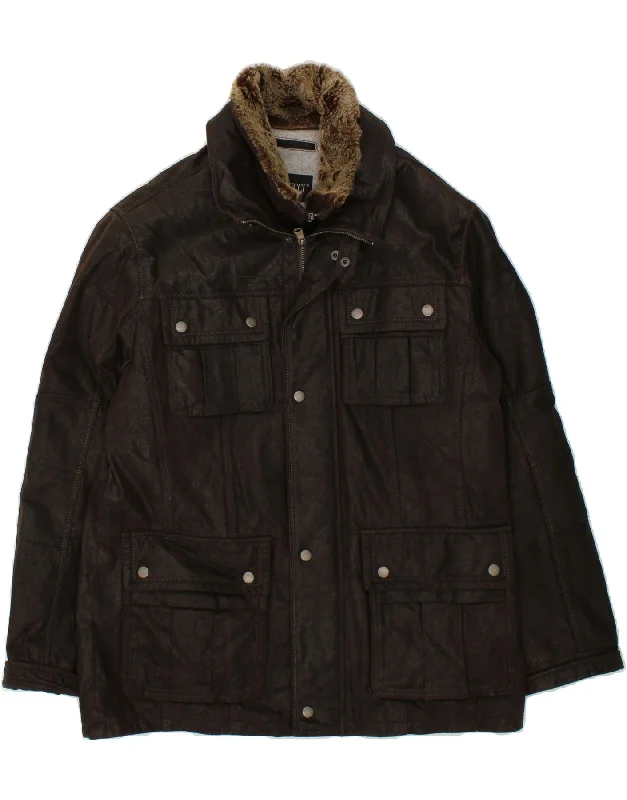 Men's Coats for Mild WeatherMARCUCCI Mens Leather Jacket IT 52 XL Brown Leather