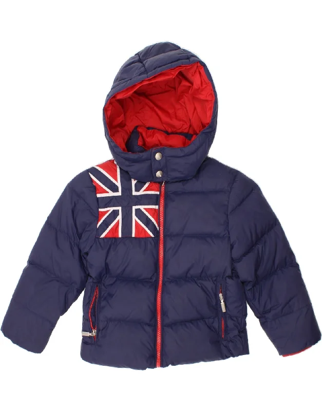 Men's Coats with Military InfluenceMOSCHINO Boys Graphic Hooded Padded Jacket 2-3 Years Navy Blue Polyamide