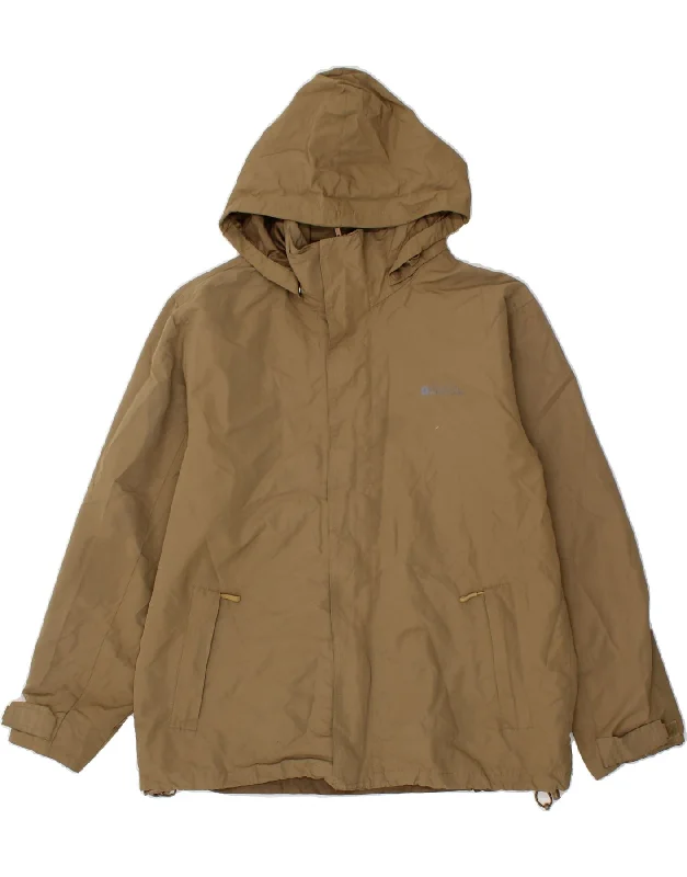 Men's Coats with Hidden PocketsMOUNTAIN WAREHOUSE Mens Hooded Rain Jacket UK 40 Large Beige Polyester