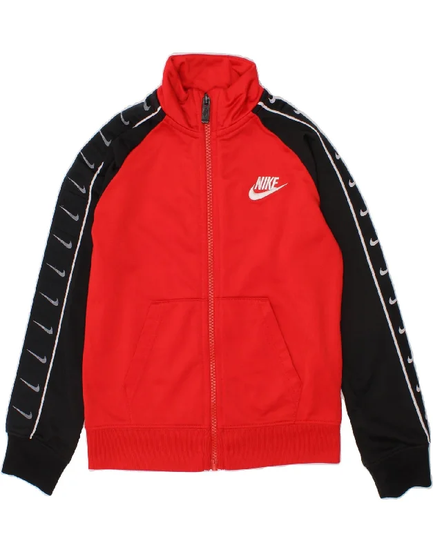 Men's Coats with Down InsulationNIKE Boys Graphic Tracksuit Top Jacket 4-5 Years Small Red Colourblock