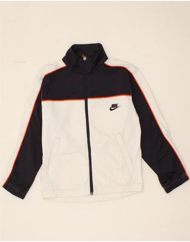 Men's Coats for Ice FishingNIKE Boys Graphic Tracksuit Top Jacket 8-9 Years Small White Colourblock