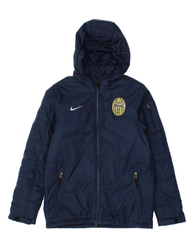 Men's Coats with ButtonsNIKE Boys HELLAS VERONA Hooded Padded Jacket 10-11 Years Medium  Navy Blue