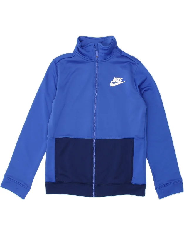 Men's Coats with Tactical FeaturesNIKE Boys Tracksuit Top Jacket 12-13 Years Large Blue Colourblock
