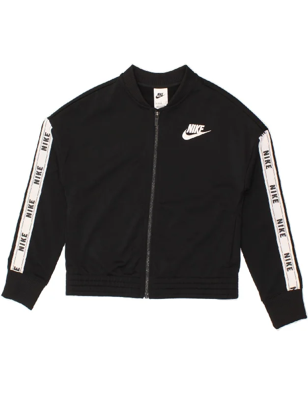 Men's Coats with Hand WarmersNIKE Girls Graphic Tracksuit Top Jacket 12-13 Years Large  Black