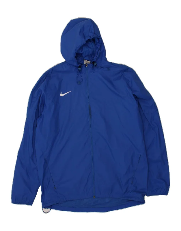 Men's Coats for BikingNIKE Mens Hooded Rain Jacket UK 40 Large Blue Nylon