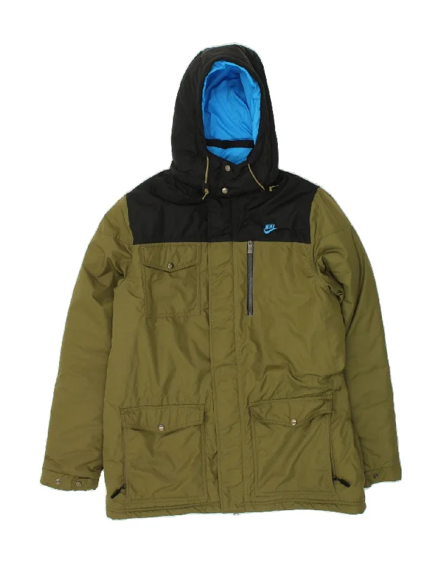 Men's Coats for SkiingNIKE Mens Hooded Windbreaker Jacket UK 40 Large Khaki Colourblock