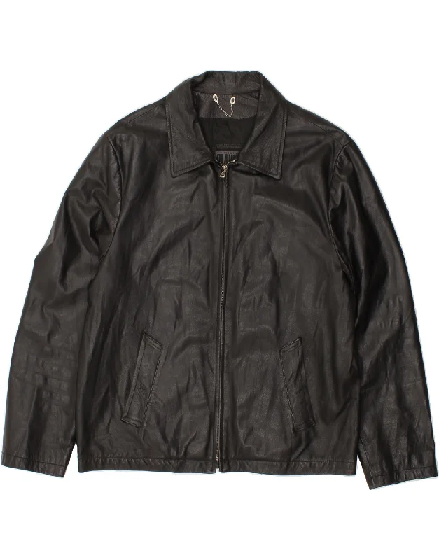 Men's Coats for Big and TallPLANET Mens Bomber Leather Jacket IT 52 XL Black Leather