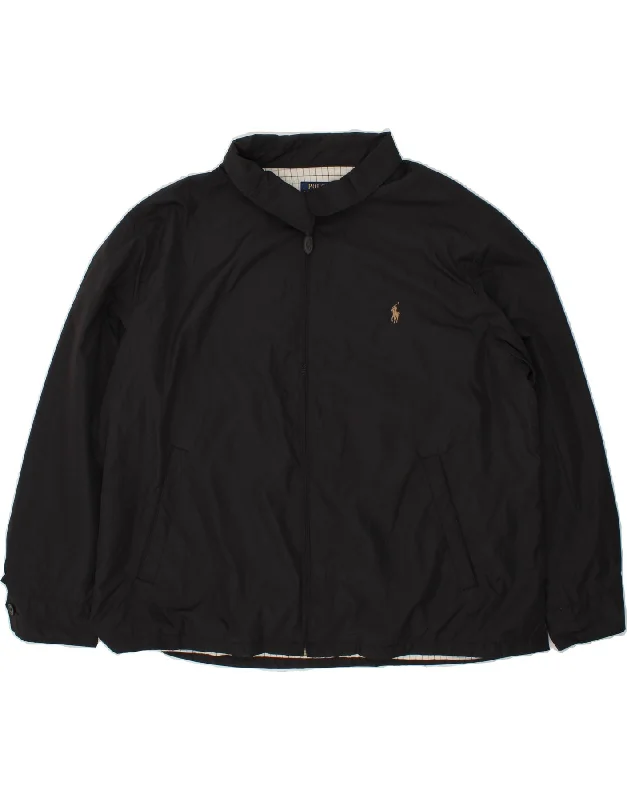 Men's Coats with Snap ButtonsPOLO RALPH LAUREN Mens Bomber Jacket UK 44 2XL Black Polyester