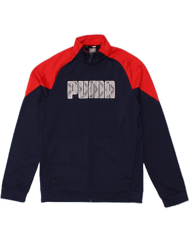 Men's Coats for LayeringPUMA Boys Graphic Tracksuit Top Jacket 13-14 Years Navy Blue Colourblock