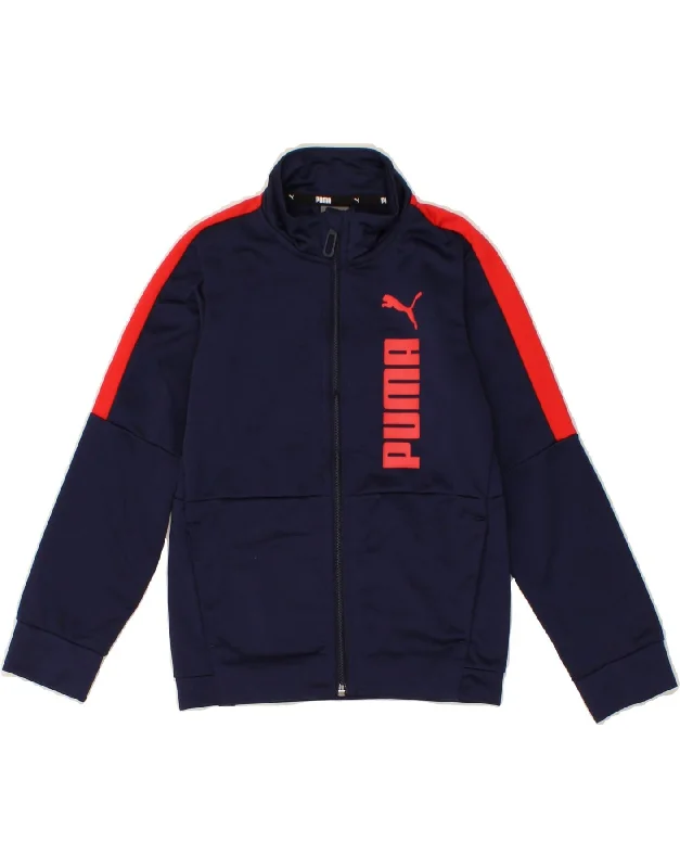 Durable Men's Car CoatsPUMA Boys Graphic Tracksuit Top Jacket 5-6 Years Navy Blue Colourblock