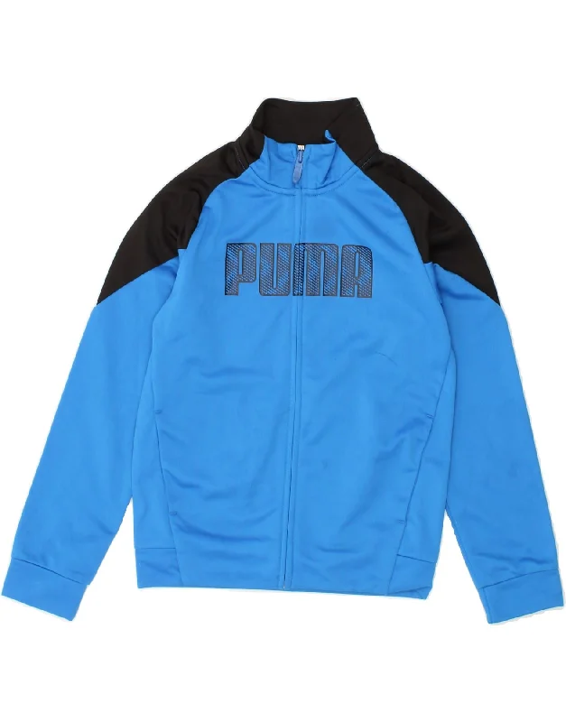 Men's Coats with Convertible CollarsPUMA Boys Graphic Tracksuit Top Jacket 9-10 Years Medium Blue Colourblock