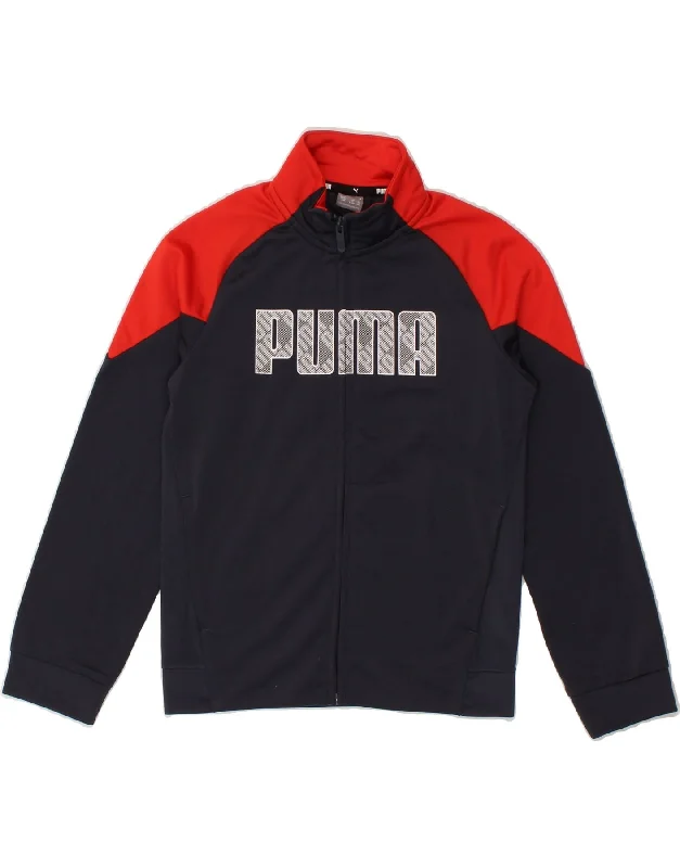 Men's Coats with Water-Repellent FabricPUMA Boys Graphic Tracksuit Top Jacket 9-10 Years  Navy Blue Colourblock