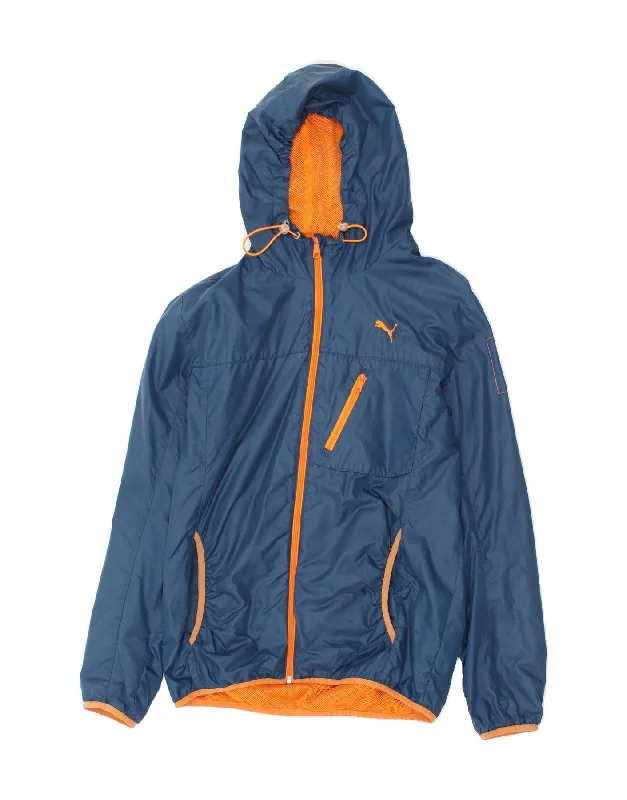 Men's Coats for TravelPUMA Mens Hooded Rain Jacket UK 38 Medium Navy Blue Polyester