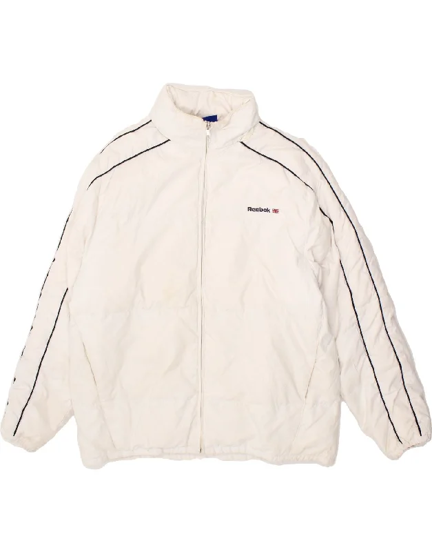 Versatile Men's Pea CoatsREEBOK Mens Loose Fit Graphic Padded Jacket UK 36 Small White
