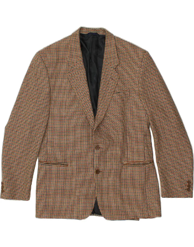 Winter-Ready Men's CoatsRENATO BALESTRA Mens 2 Button Blazer Jacket UK 40 Large Beige Houndstooth