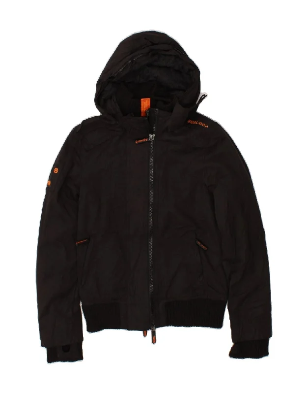Men's Coats with Magnetic ClosuresSUPERDRY Mens The Windbomber Hooded Windbreaker Jacket UK 34 XS Black
