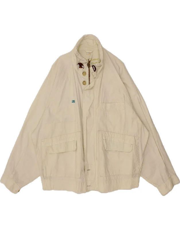 Men's Coats with Military InfluenceTHINK PINK Mens Loose Fit Bomber Jacket IT 48 Medium Off White Cotton