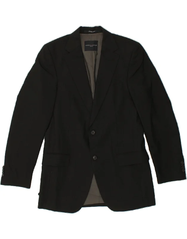Winter-Ready Men's CoatsTOMMY HILFIGER Mens 2 Button Blazer Jacket IT 46 Small Black Striped
