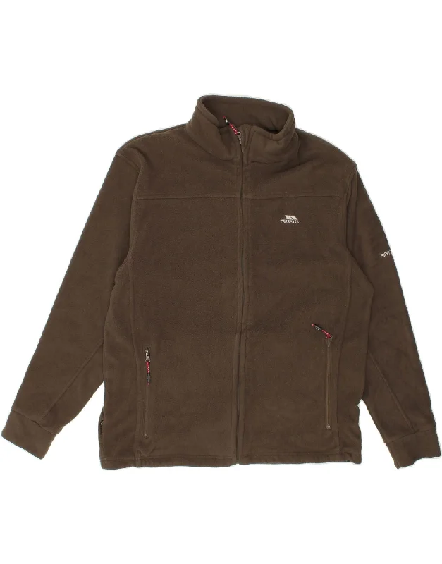 Men's Coats with Hidden PocketsTRESPASS Mens Graphic Fleece Jacket UK 40 Large Khaki Polyester