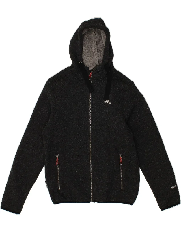 Waterproof Men's ParkasTRESPASS Mens Hooded Bomber Sherpa Jacket UK 36 Small Black Flecked