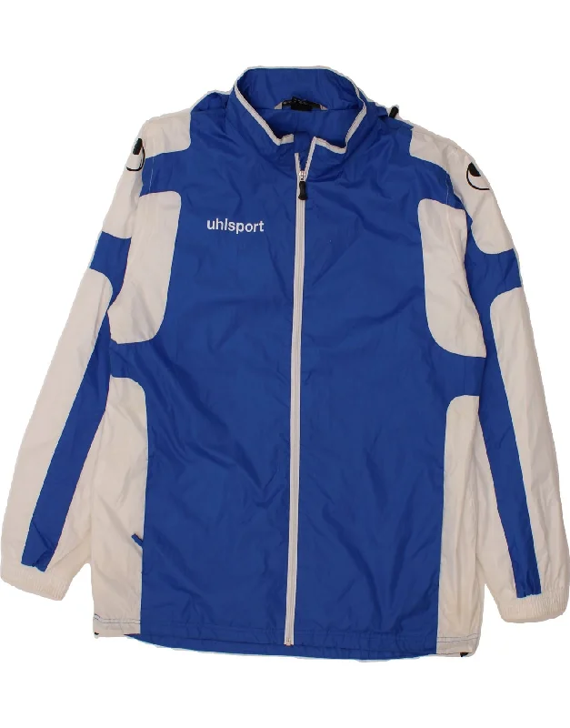 Men's Coats for SnowshoeingUHLSPORT Mens Hooded Rain Jacket UK 42 XL Blue Colourblock Polyester