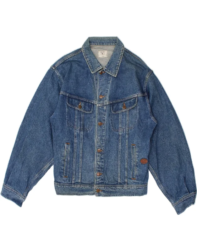 Men's Coats with Slim FitsVALENTINO Mens Denim Jacket UK 44 2XL Blue Cotton