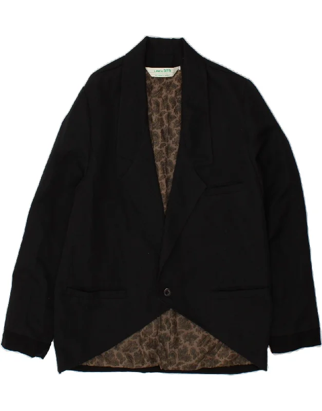 Men's Coats for TravelVINTAGE Mens 1 Button Blazer Jacket UK 36 Small Black