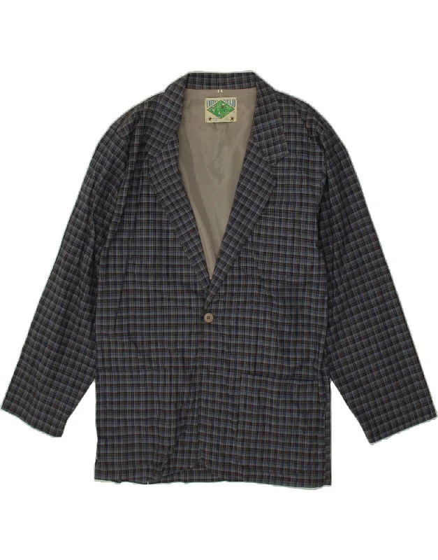 Men's Coats with Belted WaistsVINTAGE Mens 1 Button Blazer Jacket UK 36 Small Grey Check Cotton