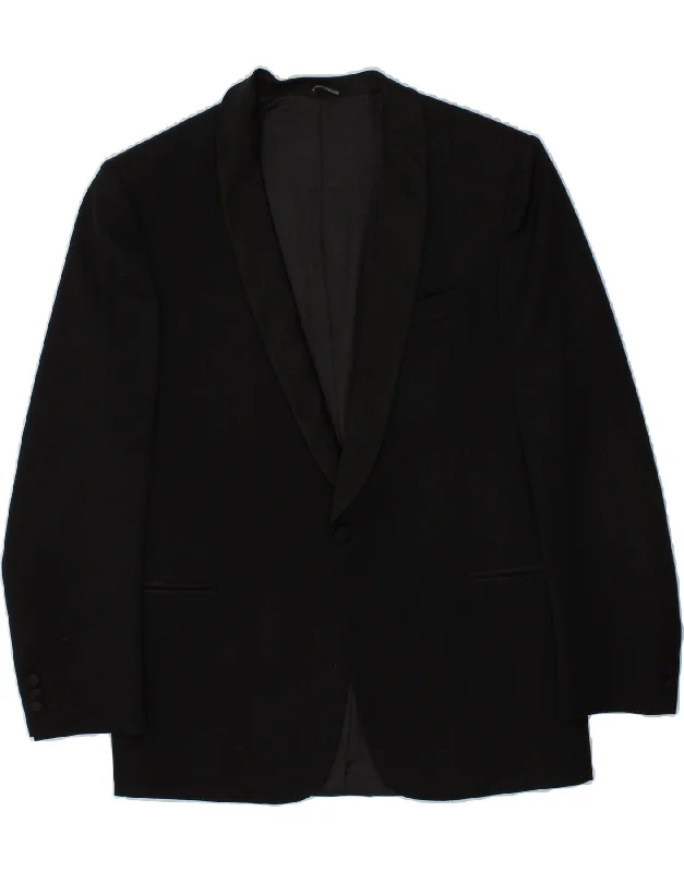Men's Coats with Contrast StitchingVINTAGE Mens 1 Button Blazer Jacket UK 38 Medium Black