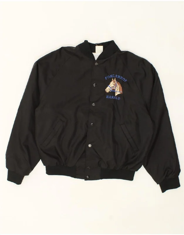 Classic Men's Trench CoatsVINTAGE Mens Bomber Jacket UK 40 Large Black Nylon