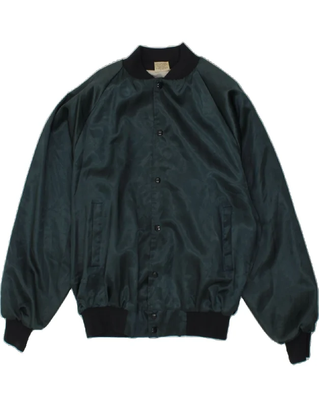 Men's Coats with Contrast StitchingVINTAGE Mens Bomber Jacket UK 40 Large Navy Blue Nylon