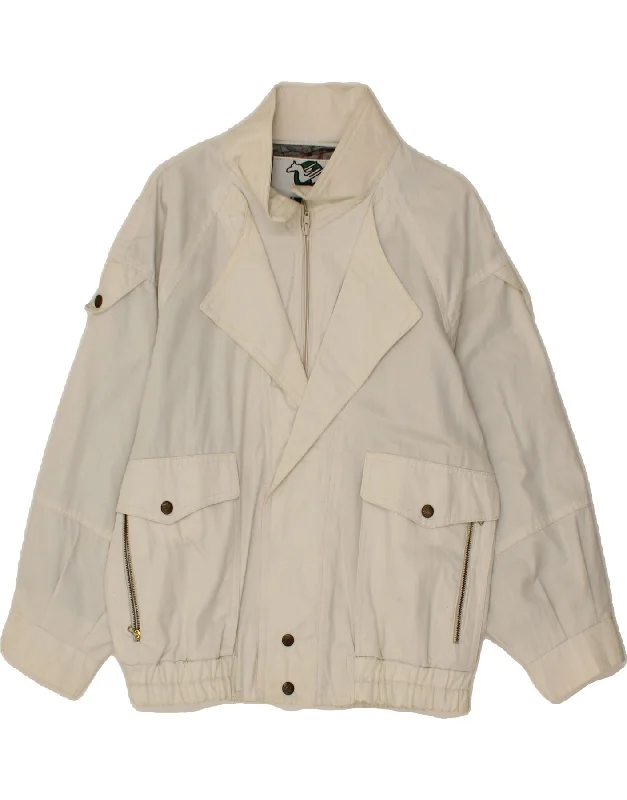 Men's Coats with PocketsVINTAGE Mens Bomber Jacket UK 40 Large White