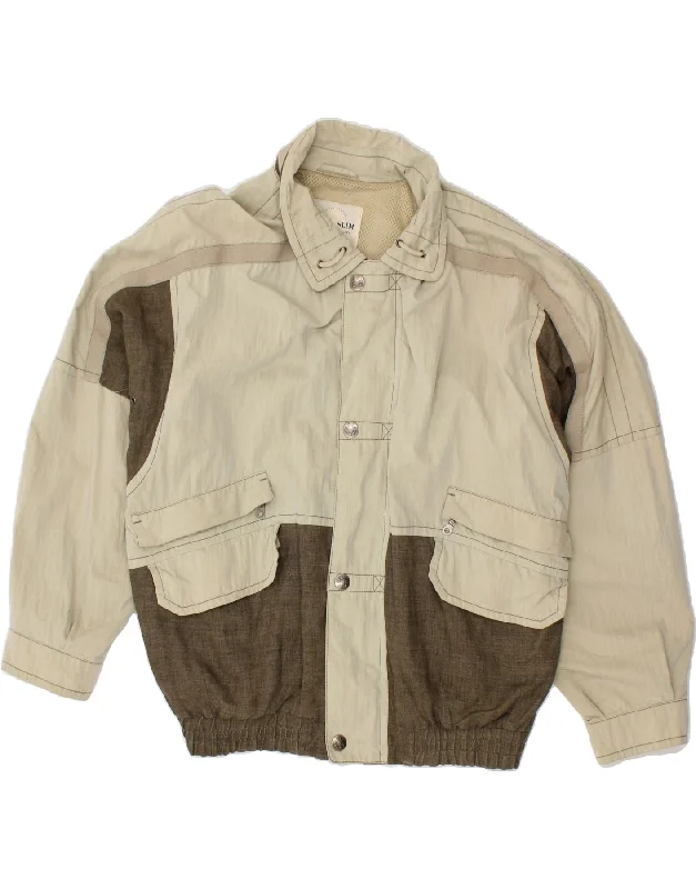 Men's Coats for Short MenVINTAGE Mens Bomber Jacket UK 46 3XL Beige Colourblock