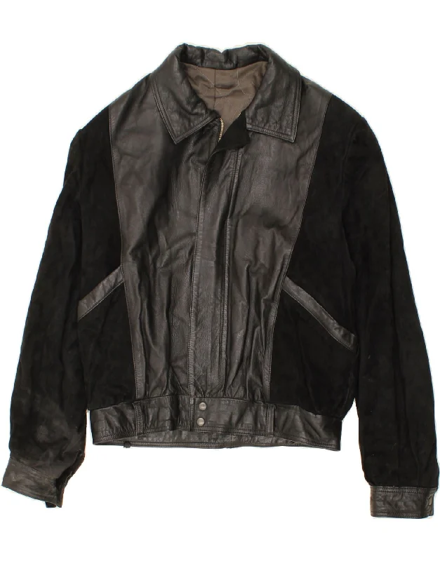Men's Coats for TravelVINTAGE Mens Bomber Leather Jacket UK 36 Small Black Leather
