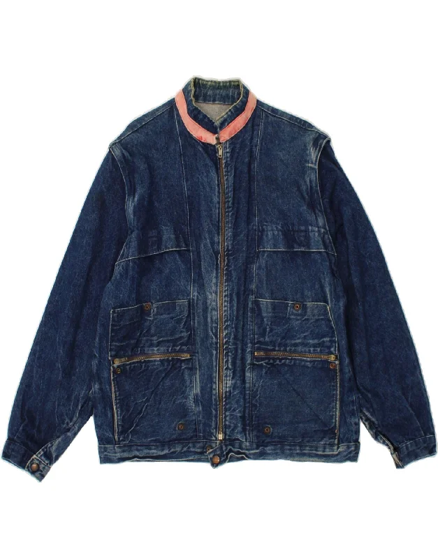 Men's Coats with Snap ButtonsVINTAGE Mens Denim Jacket UK 40 Large Blue