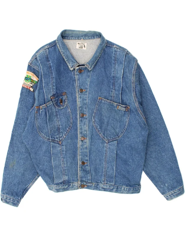 Casual Men's Bomber JacketsVINTAGE Mens Denim Jacket UK 42 XL Blue