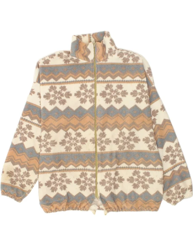 Men's Coats for AutumnVINTAGE Mens Fleece Jacket UK 42 XL Beige Fair Isle