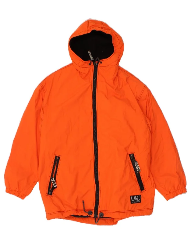 Elegant Men's Wool CoatsVINTAGE Mens Graphic Hooded Rain Jacket UK 38 Medium Orange Polyamide