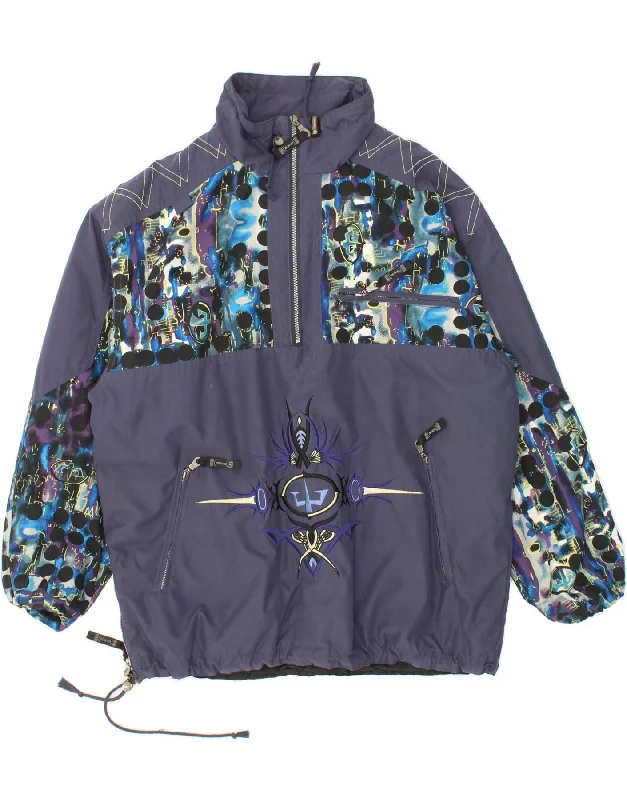 Fashionable Men's Denim JacketsVINTAGE Mens Graphic Pullover Windbreaker Jacket UK 40 Large Purple