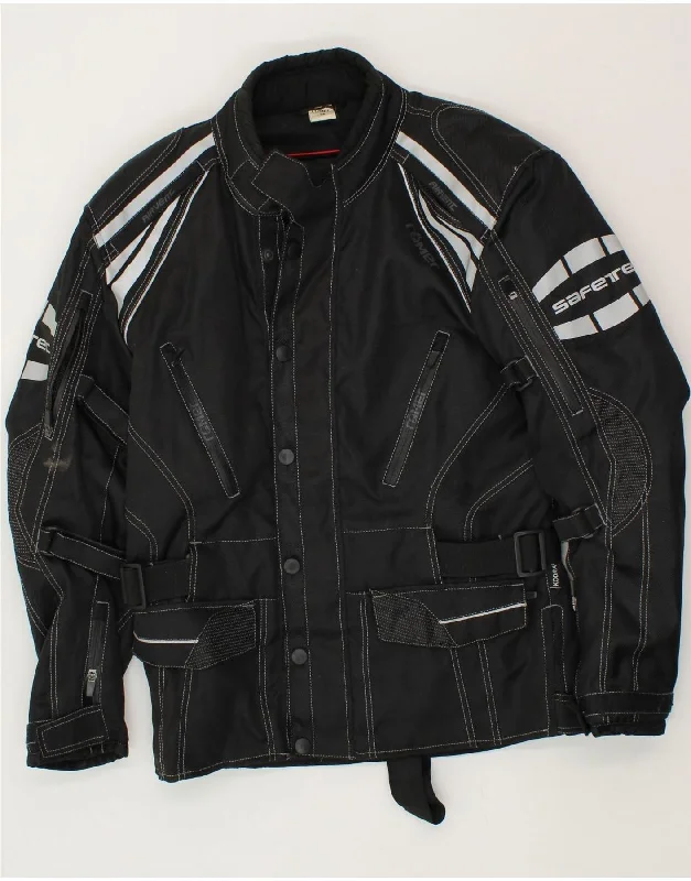 Men's Coats with Quilted LiningVINTAGE Mens Graphic Racer Jacket UK 38 Medium Black Polyester