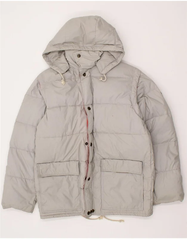 Men's Coats for Dressy OccasionsVINTAGE Mens Hooded Padded Jacket UK 36 Small Grey Polyester