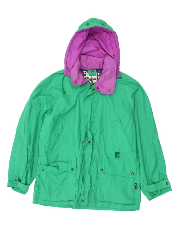 Men's Coats for Outdoor ActivitiesVINTAGE Mens Hooded Windbreaker Jacket UK 38 Medium Green Polyamide