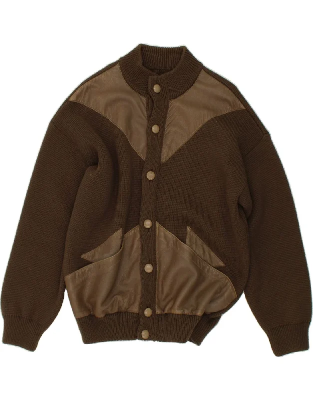 Men's Coats with HoodsVINTAGE Mens Knit Bomber Jacket UK 38 Medium Khaki Colourblock