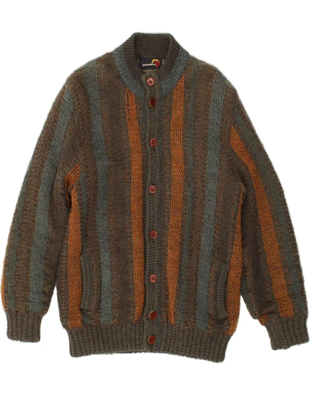 Men's Coats with Relaxed FitsVINTAGE Mens Knit Bomber Jacket UK 40 Large Grey Striped