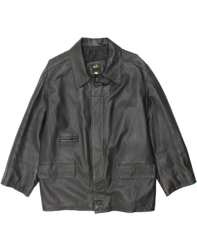 Men's Coats with Wind-Resistant FabricVINTAGE Mens Leather Jacket IT 50 Large Black