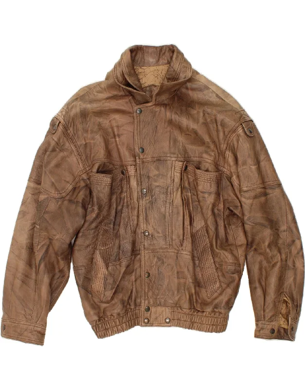 Men's Coats for All SeasonsVINTAGE Mens Leather Jacket IT 50 Large Brown