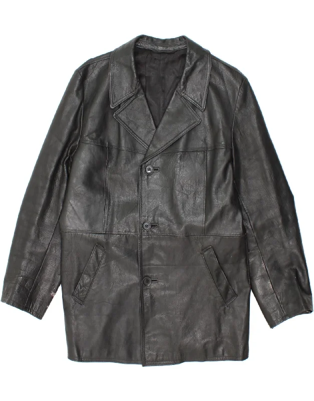Men's Coats with Water-Repellent FabricVINTAGE Mens Leather Jacket UK 36 Small Black