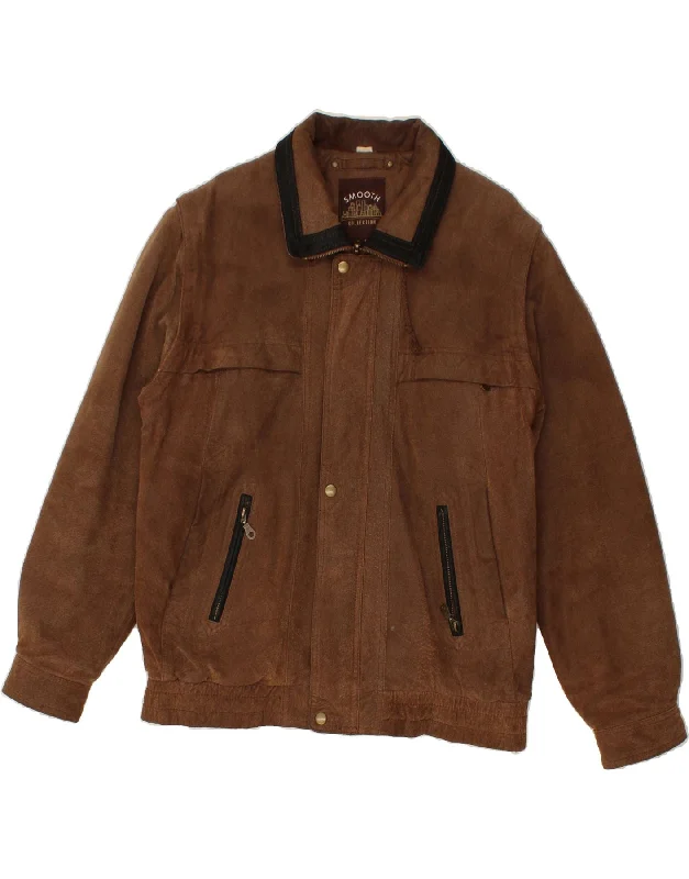 Elegant Men's Wool CoatsVINTAGE Mens Leather Jacket UK 38 Medium Brown