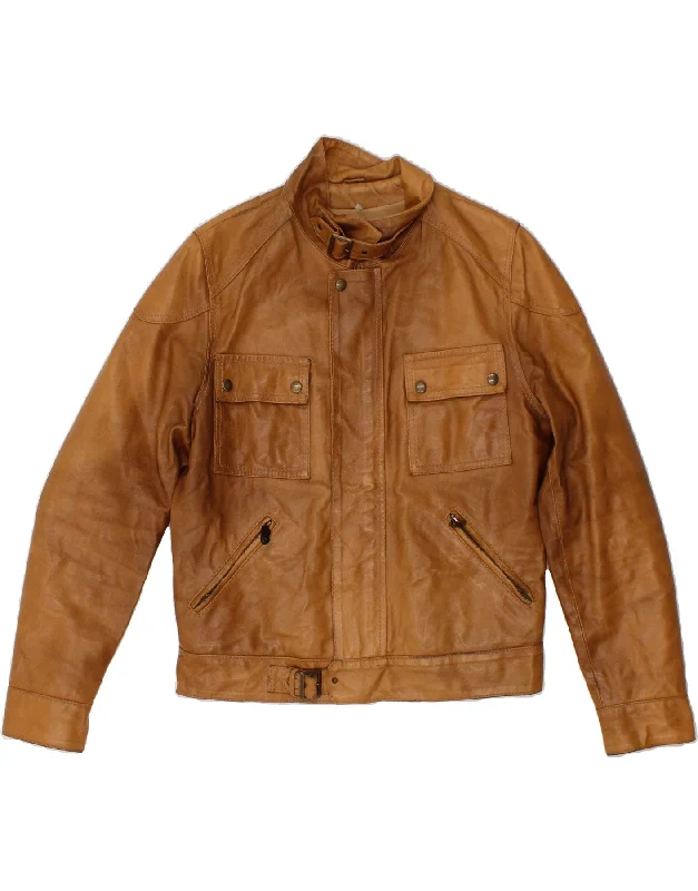 Men's Coats for SnowshoeingVINTAGE Mens Leather Jacket UK 38 Medium Brown